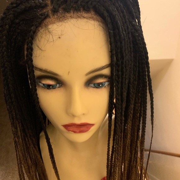 PREVIOUSLY WORN-4X4 Multi-Part Swiss Lace Front Wig Box Braid Wig color 1b/30 - Picture 5 of 13